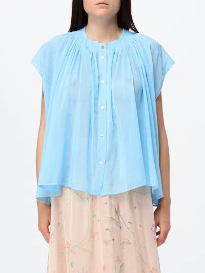 Forte Forte Basic Cotton And Silk Shirt In Blue