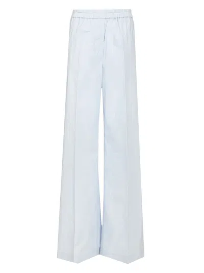 Forte Forte Bci Cotton Popline Elasticated Straight Pants In Light Blue