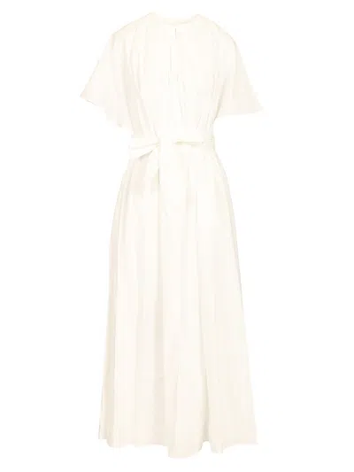Forte Forte Bci Cotton Popline Half Sleeve Belted Dress In White