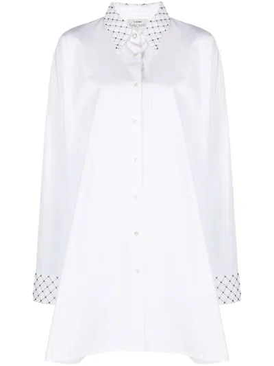 Forte Forte Bead-embellished Cotton Shirt Dress In White