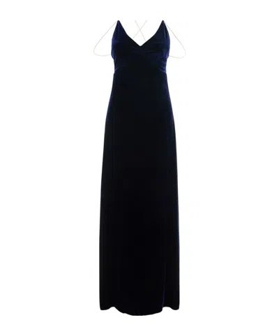 Forte Forte Beaded Strap Velvet Maxi Dress In Black