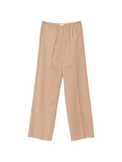 Forte Forte Bead-embellished Wide-leg Trousers In Brown