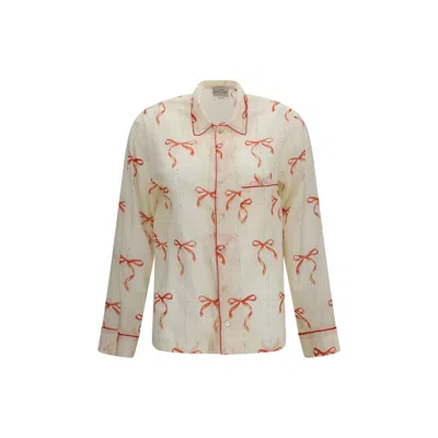 Forte Forte Beige Cotton Pattern Shirt In White