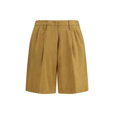 Forte Forte Beige Linen Bermuda Shorts In Brown