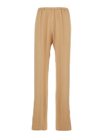 Forte Forte Beige Pants With Elastic Waist In Viscose Blend Woman In Nude