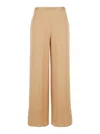 Forte Forte Beige Pants With Rear Elastic Waist And Wide Leg In Viscose Blend Woman In Brown