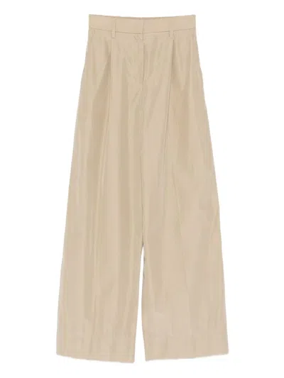 Forte Forte Beige Polyester Cotton Trousers In Nude