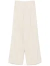 Forte Forte Viscose Wool Slub Flat Front Pants In Neutral