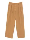 Forte Forte Beige Wide-leg Trousers With Pleated Front In Brown