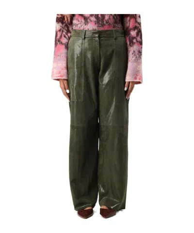 FORTE FORTE BELT AND LOOP LEATHER PANTS