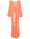Forte Forte Belted Corduroy Maxi Dress In 橘色
