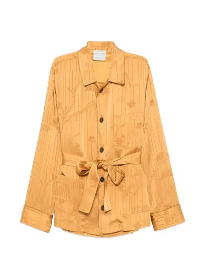 Forte Forte Belted Jacquard Jacket In Gold