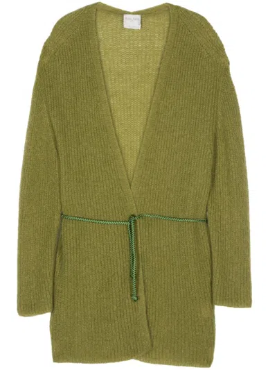 Forte Forte Belted Midi Cardigan In Green