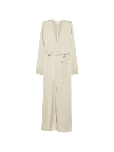 Forte Forte Belted Satin-finish Maxi Dress In White