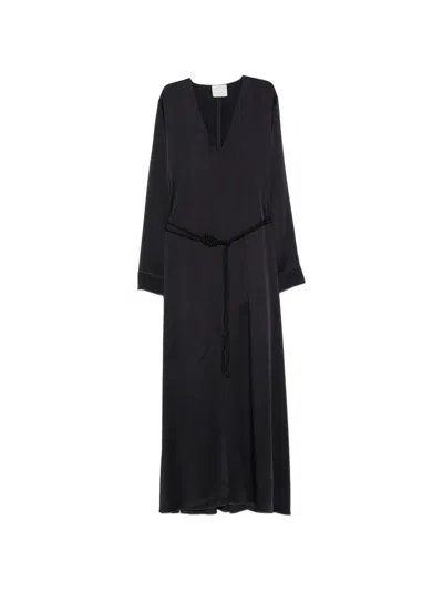 Forte Forte Belted V-neck Maxi Dress In Black