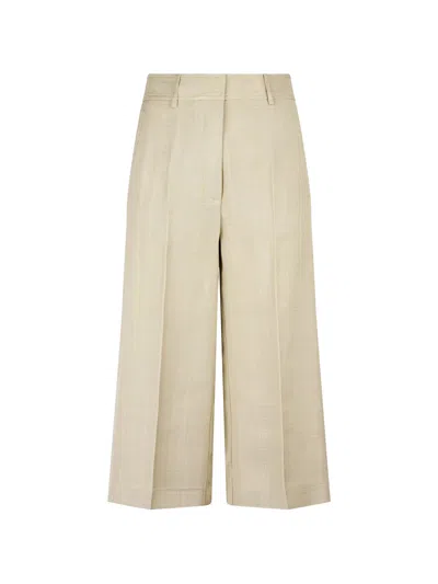 Forte Forte Beurre Viscose Hopsack Cropped Pants In Neutral