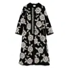 Forte Forte Long Coat With Floral Embroidery And Pockets In Black