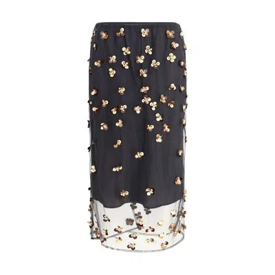 Forte Forte Embroidered Tulle Skirt In Black