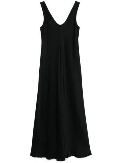 FORTE FORTE BLACK SATIN LONG DRESS