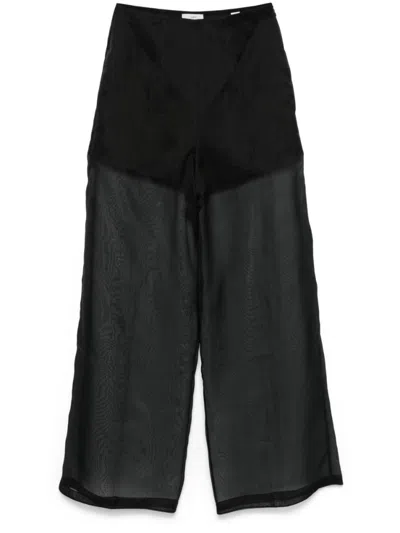 FORTE FORTE BLACK SILK PALAZZO PANTS