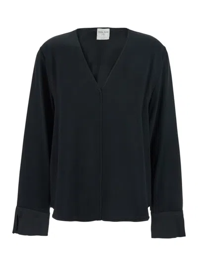 Forte Forte Black V-neck Sweater In Acetate Blend