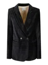 Forte Forte Black Jacket With Peak Lapels In Velvet Woman In Black