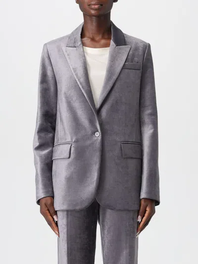 Forte Forte Single-breasted Velvet Blazer In Gray