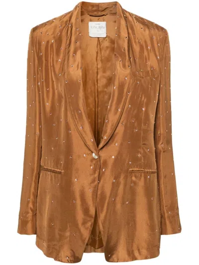 Forte Forte Crystal-embellished Silk Blazer In Brown