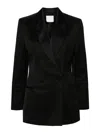 Forte Forte Double-breasted Satin Blazer In Black