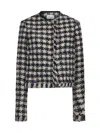 Forte Forte Beige And Blue Single-breasted Jacket With Large Houndstooth Motif In Tweed Woman In Ink