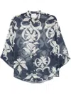 Forte Forte Blue And White Printed Linen-silk Blend Shirt