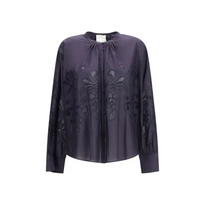 Forte Forte Embroidered Balloon-sleeve Top In Blue