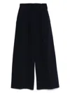Forte Forte Flared Wide Leg Cotton Trousers With Pockets In Blue