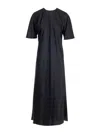 Forte Forte Blue Half-sleeve Dress In Black