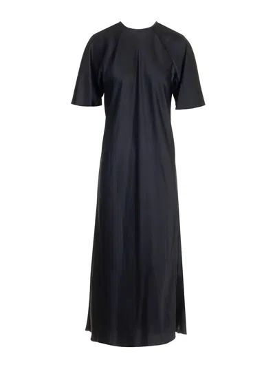 Forte Forte Blue Half-sleeve Dress In Black
