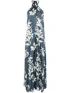 Forte Forte Forte_forte Blue Long Dress With White Floral Print In Blue