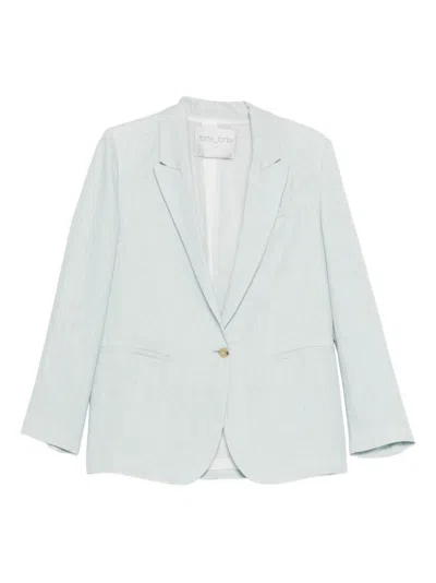 Forte Forte Women Blue Notched Lapel Blazer In Gray