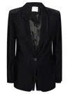 Forte Forte Velvet Blazer With Notched Lapel And Front Pockets In Black