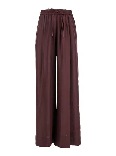 Forte Forte Bordeaux Pants With Elastic Drawstring Waist And Wide Leg