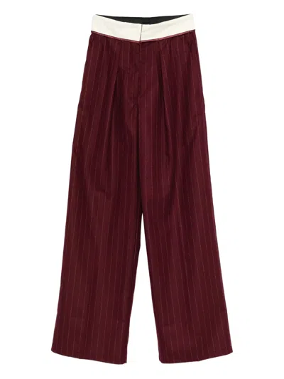 Forte Forte Bordeaux Pinstriped Sartorial Pants In Burgundy