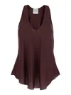 Forte Forte Bordeaux Top With V-neck And Gathered Details