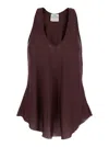 FORTE FORTE BORDEAUX TOP WITH V-NECK AND GATHERED DETAILS IN SILK WOMAN