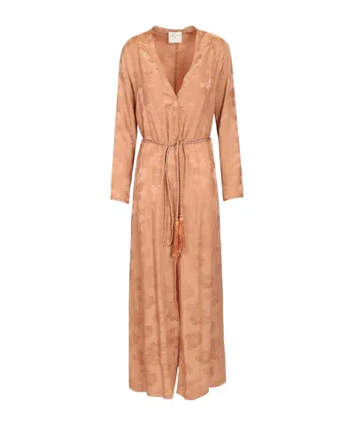 Forte Forte Fluid Bouquet Jacquard Long Sleeves Dress In Orange
