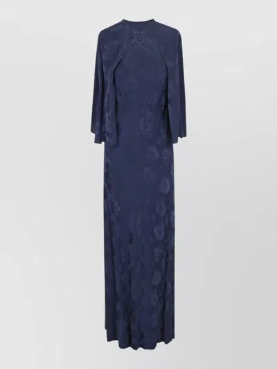 Forte Forte Bouquet Jacquard Dress Cape And Straps In Blue