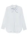 Forte Forte Relaxed Fit Cotton Shirt With Tie Detail In Blue