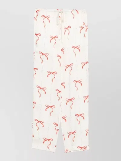 Forte Forte Bow Pattern Drawstring Trousers Slip Pockets In Neutral