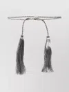 Forte Forte Braided Belt With Heart Charm And Tassels In Gray
