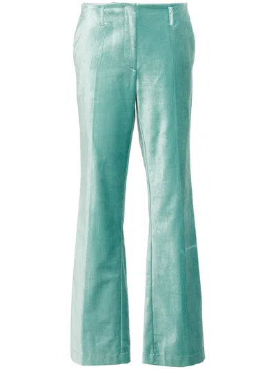Forte Forte Breeze Cotton Viscose Velvet Pants In Green