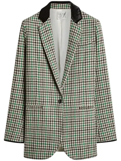 Forte Forte British Check Velvet Collar Tailored Blazer In Multi
