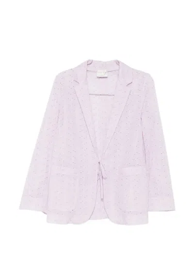 Forte Forte Broderie-anglaise Tie-fastening Jacket In Gray